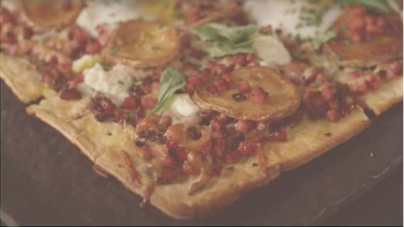 Breakfast Flatbread with Diced Ham*