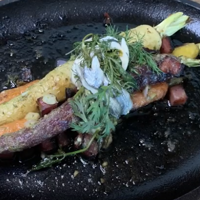 Roasted Carrots with Ham