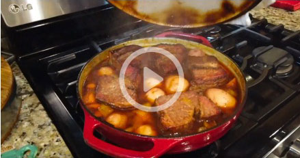 Smoked Brisket Pot Roast with New Potatoes 